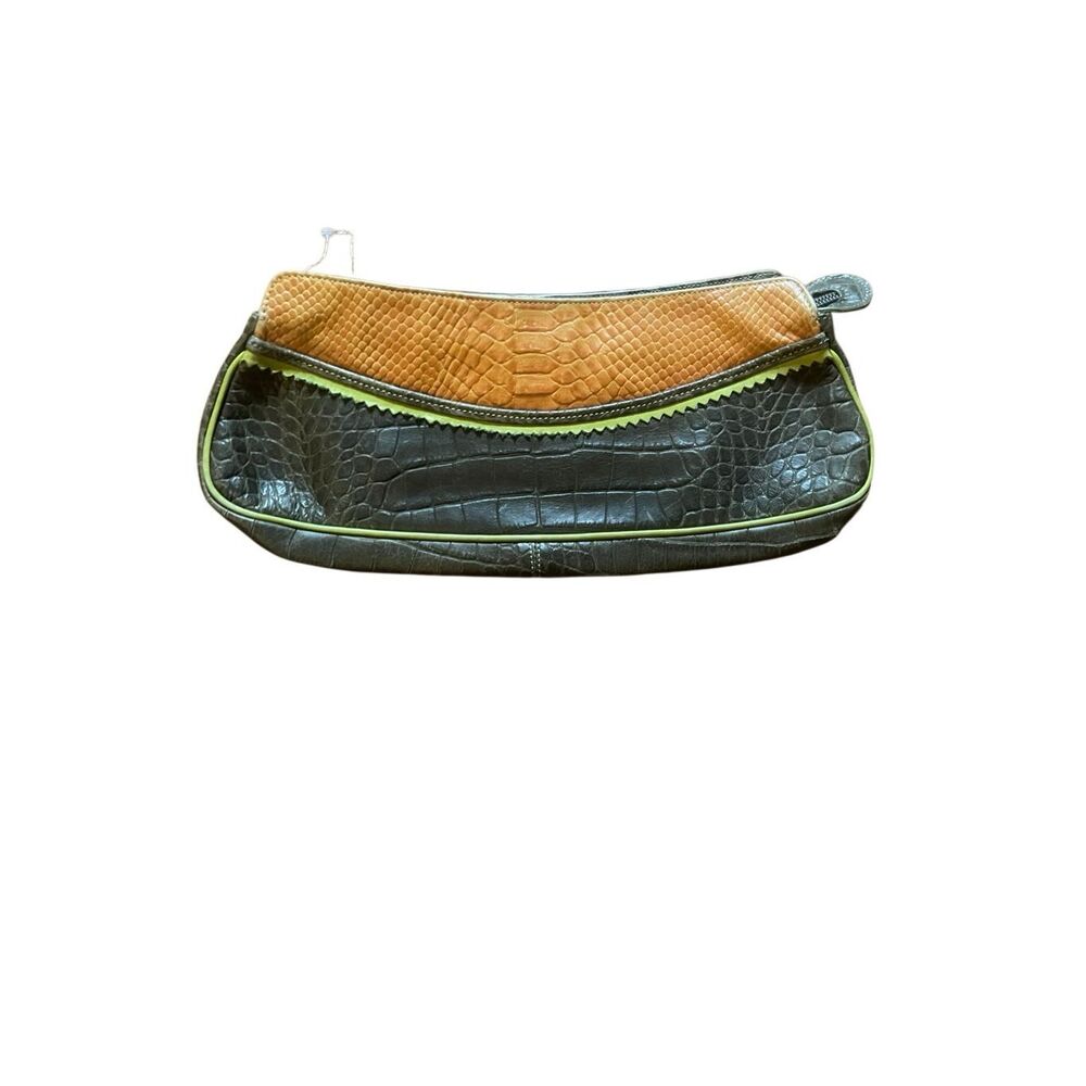 CLAUDIA FIRENZE CROC EMBOSSED CLUTCH HANDBAG